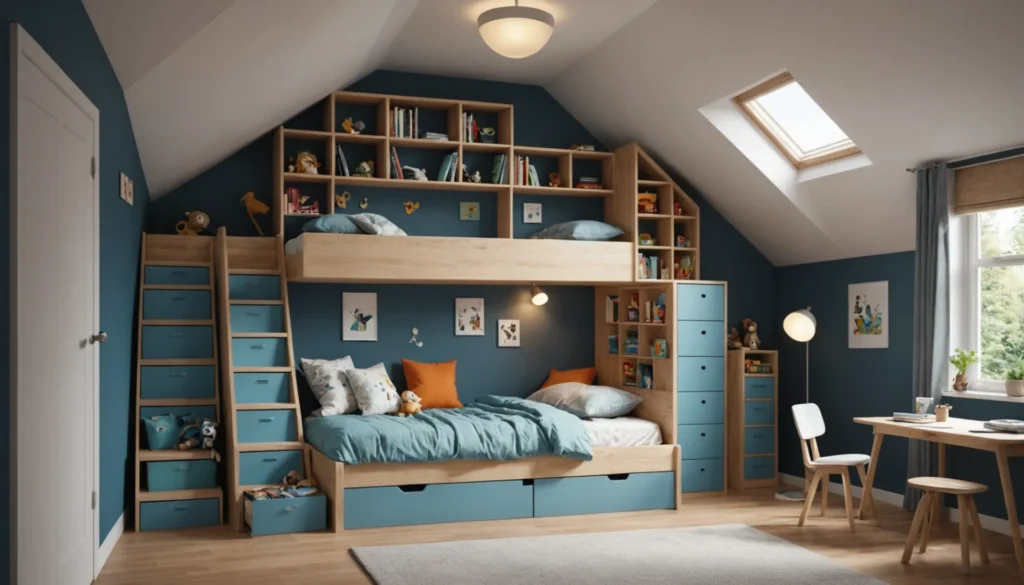 chambre d'enfant avec pente de toit idées