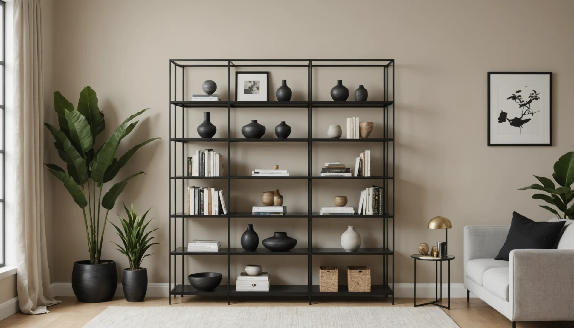Étagère murale design en métal 3 rangements bois et noir- VITRO