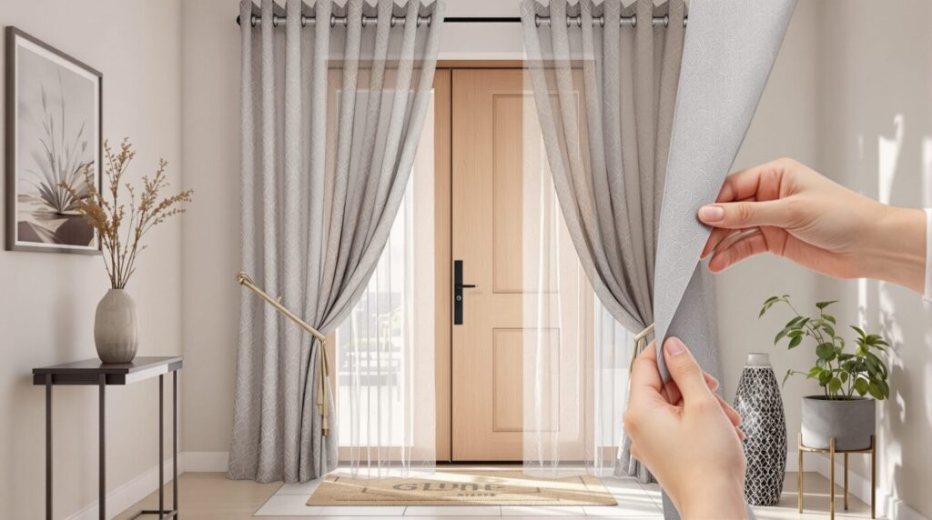 Rideau devant une porte d’entrée : quels avantages pour le confort et la déco